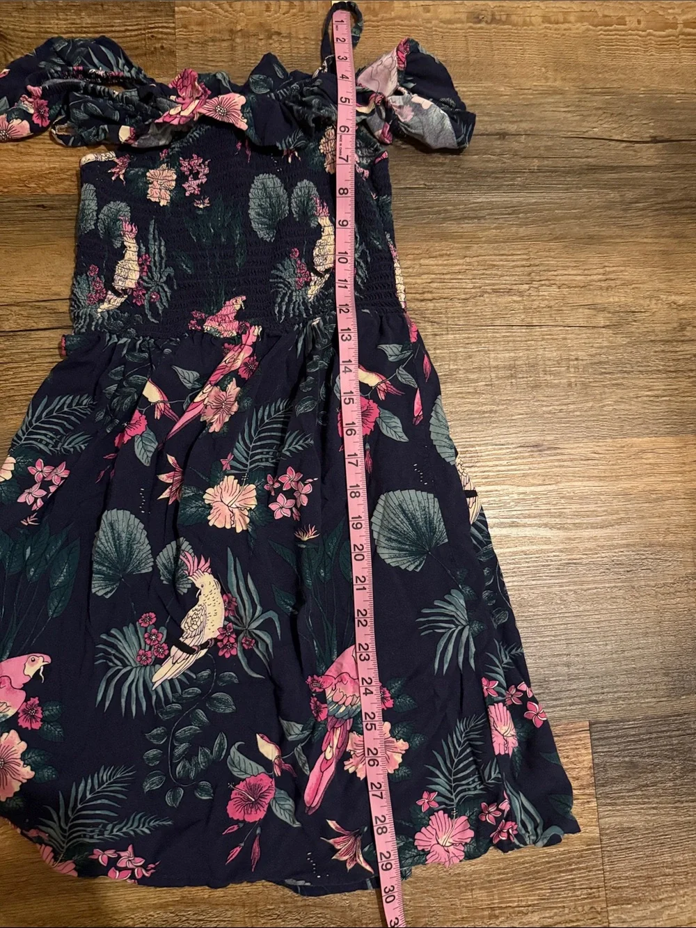 H&M Navy Floral Smocked Girl’s Dress with Pink & Green Accents